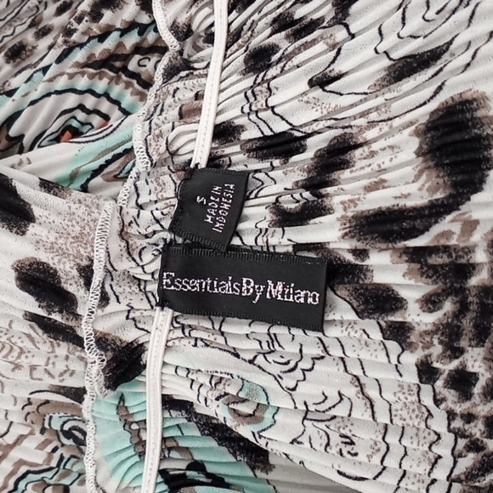 Vintage Babydoll Top Paisley Animal Print Off-The-Shoulder Y2K Blouse S - Picture 8 of 9